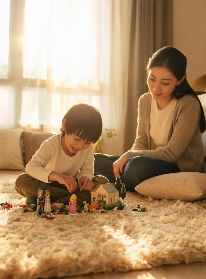 Child storytelling with figures
