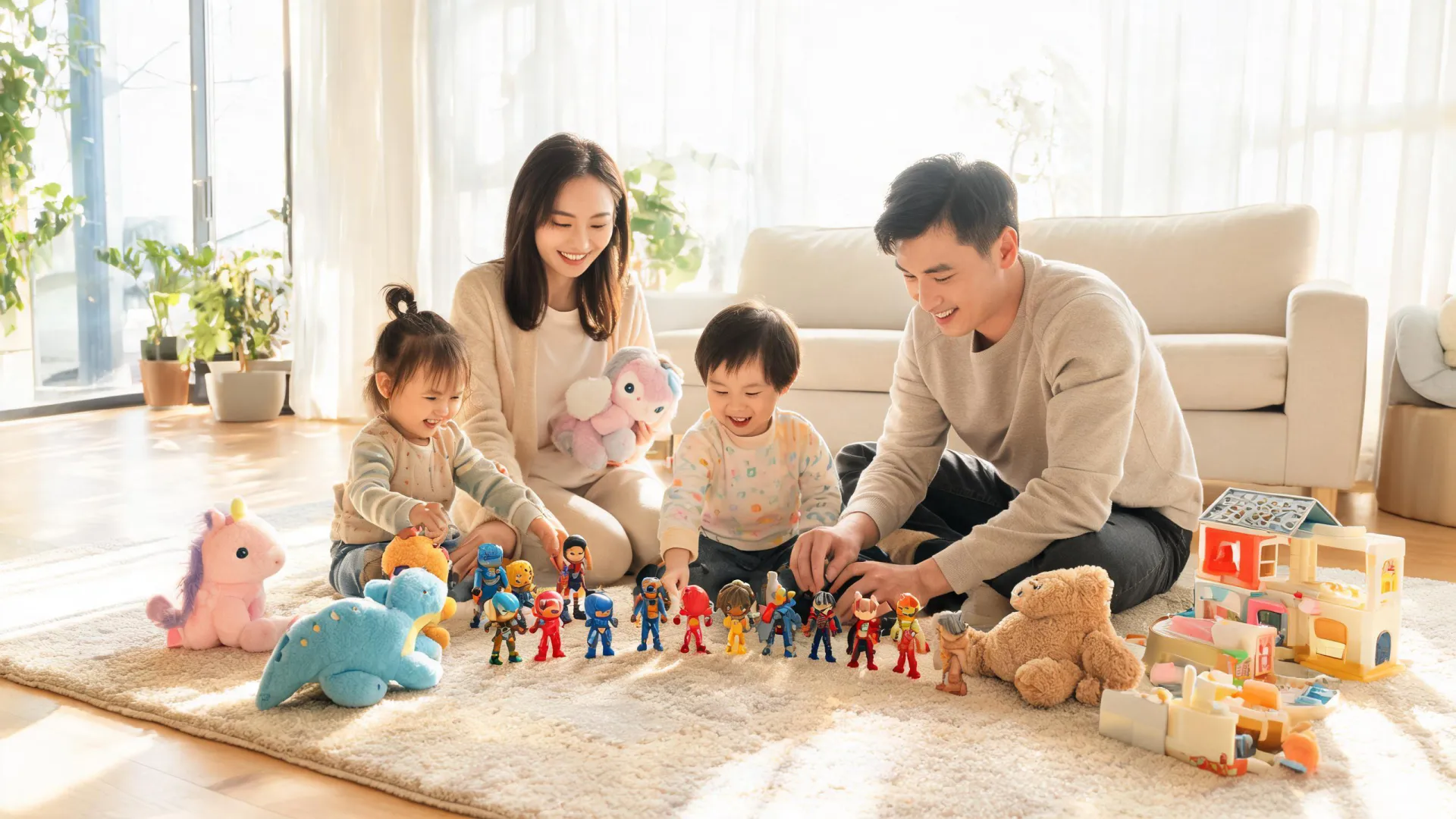 Family playtime with collectible toys